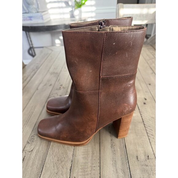 New Y2K Bongo vintage leather Brown chunky boots Size 8.5 - Picture 1 of 7